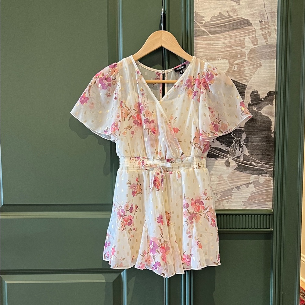 Zunie Girls Floral Chiffon Romper